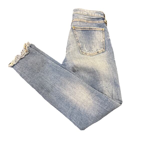 Zara Woman Premium Denim Women's Skinny Jeans Distressed Raw Hem Lt Wash Size 2 - Picture 16 of 16